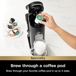 ☕ The Ultimate Specialty Coffee Maker for 2025: Ninja Pod & Grounds 3 Ninja Pod & Grounds Specialty Single-Serve Coffee Maker PB051 with built-in milk frother, removable water reservoir, and compact black design on kitchen counter