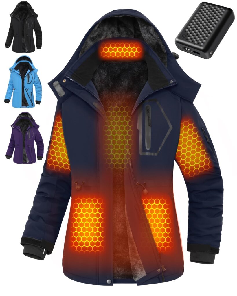 Wulcea Graphene Heated Jacket For Women 12V 18400mAh Fast Charge With Large Capacity Medium Navy – Featured Image