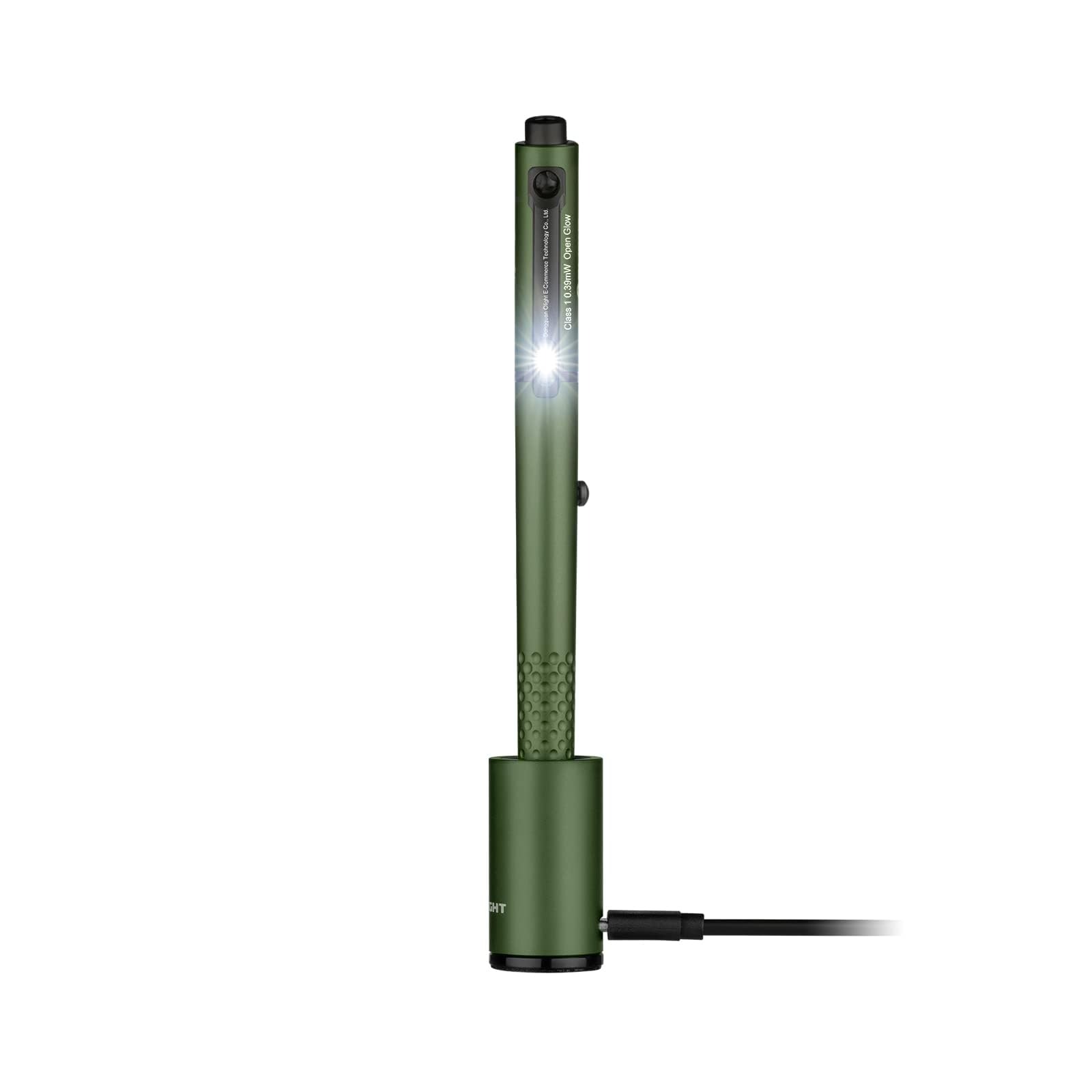 OLIGHT O'Pen Glow EDC Pen Light, 120 Lumens with Green Beam, Rechargeable LED Flashlight for Outdoor Uses, Writing, Adventure, Professional Business Gift(OD Green) OG Green – Featured Image
