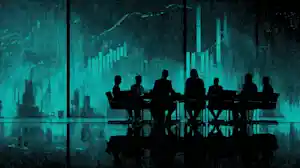 nuneybits Vector art of boardroom table overlaid teal data 07098080 0b63 47c3 8f02 5c9fdbf1e5fc AaLsX5
