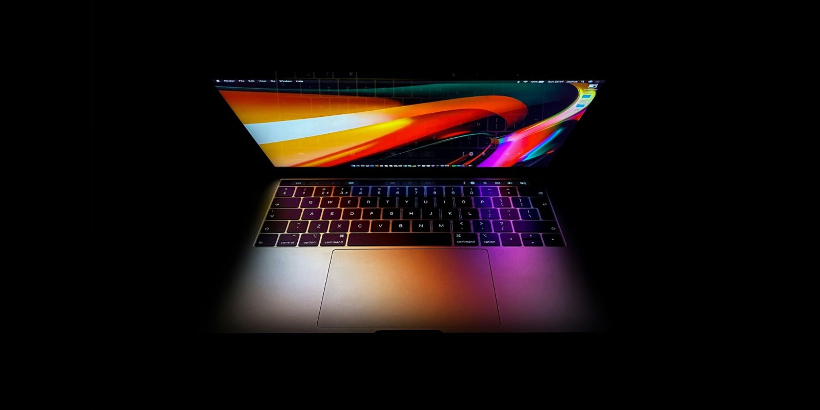 macbook pro touch bar gold glow